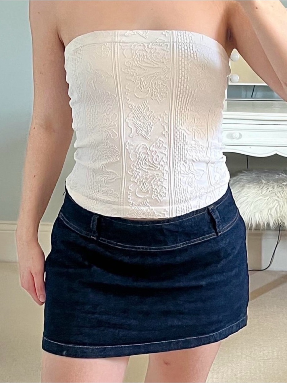 BDG Floral Print White Tube Top